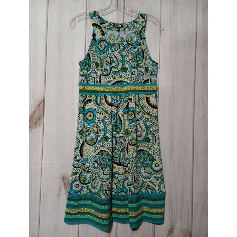 Apt 9 Dress Ladies Small Petite Blue Sleeveless Mandala Paisley Pull Over Stretc